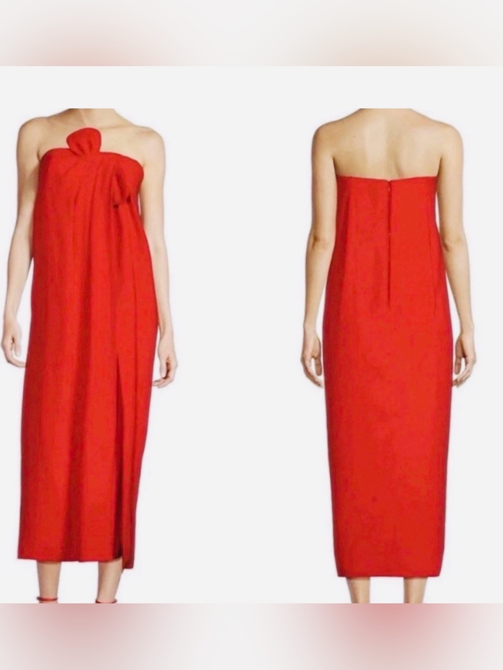 Strapless Red Bow Maxi Dress NWOT - Picture 2 of 6